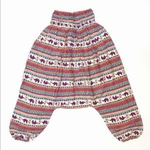Low Crotch Harem Pants with Elephants